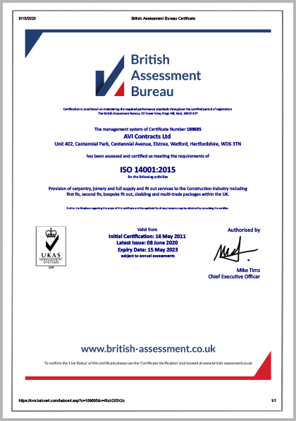 ISO 14001 | Avi Contracts Ltd ISO 14001 | Avi Contracts Ltd